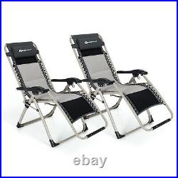 2PCS Padded Zero Gravity Chair Folding Adjustable Reclining Lounge with Cover