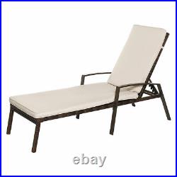 2PCS Patio Rattan Lounge Chair Garden Furniture Adjustable Back With Cushion NEW