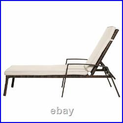 2PCS Patio Rattan Lounge Chair Garden Furniture Adjustable Back With Cushion NEW