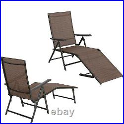 2PCS Patio Recliner Lounge Deck Chair Adjustable Outdoor Folding Chaise 5 Stages