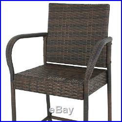 2PCS Rattan Wicker Bar Stool Outdoor Backyard Patio Furniture Chair with Armrest