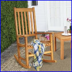 2PCS Wood Rocking Chair Porch Rocker High Back Garden Seat Indoor Outdoor Teak