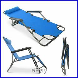 2PCS Zero Gravity Blue Folding Reclining Chaise Lounge In/Outdoor Portable Seat