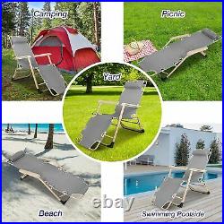 2PC Folding Chaise Lounge Chair Outdoor Reclining Seat Garden Beach Pool Sun Bed