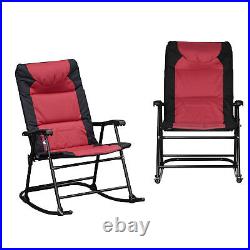 2PC Folding Outdoor Furniture Set, 2 Rocking Chairs for Camping, Patio, Red