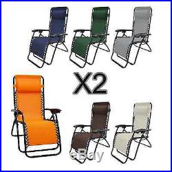 2PC Lounge Patio Chairs Outdoor Yard Zero Gravity Folding Portable Chaise Chair