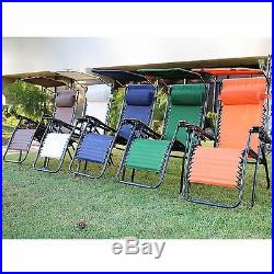 2PC Lounge Patio Chairs Outdoor Yard Zero Gravity Folding Portable Chaise Chair