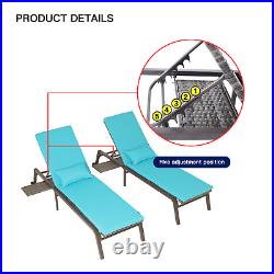 2PC Outdoor Chaise Lounge Chair Patio Rattan Folding Beach Sun Side Table