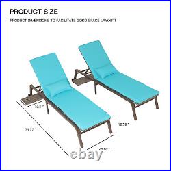 2PC Outdoor Chaise Lounge Chair Patio Rattan Folding Beach Sun Side Table