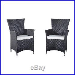 2PC Outdoor Rattan Wicker Patio Furniture Dining Arm Chairs With Cushions