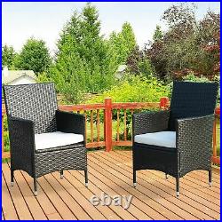 2PC Outdoor Rattan Wicker Patio Furniture Dining Arm Chairs With Cushions