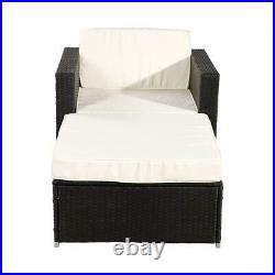 2PC PE Rattan Wicker Sofa Set Sectional Ottoman Couch Patio Outdoor Furniture