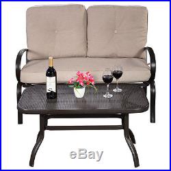 2PC Patio Outdoor LoveSeat Coffee Table Set Furniture Bench With Cushions New