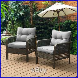 2PC Patio Rattan Sofa Set Wicker Garden Furniture Outdoor Sectional Couch Gray