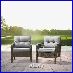 2PC Patio Rattan Sofa Set Wicker Garden Furniture Outdoor Sectional Couch Gray