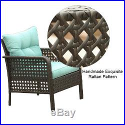 2PC Patio Rattan Sofa Set Wicker Garden Furniture Outdoor Sectional Couch Green