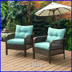 2PC Patio Rattan Sofa Set Wicker Garden Furniture Outdoor Sectional Couch Green