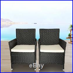 2PC Patio Rattan Wicker Chair Sofa Patio Garden Furniture withCushion Outdoor