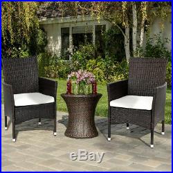 2PC Patio Rattan Wicker Dining Chairs Set Mixbrown With 2 Set Cushion Covers