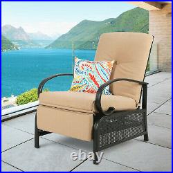 2PCs Patio Recliner Adjustable Lounge Sofa Chair With Cushion Outdoor Furniture