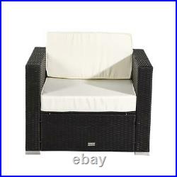 2Pc Outdoor Armchair Poly Rattan Wicker Black Sofa Chair Garden Furniture Set US