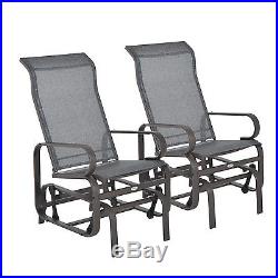 2Pcs Patio Glider Porch Garden Chair Bench Swing Rocker Outdoor Yard Furniture
