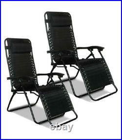 2X No Gravity Recliner Outdoor Chair Reclining Garden Sun Lounger Portable