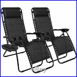 2X Outdoor Folding Zero Gravity Chair Lounge Beach Patio Recliner Adjustable UK