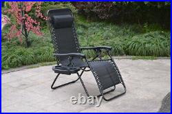 2X Zero Gravity Recliner Outdoor Chair Reclining Garden Sun Lounger Portable