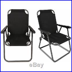 2 Black Outdoor Patio Folding Beach Chair Camping Chair Arm Lightweight Portable