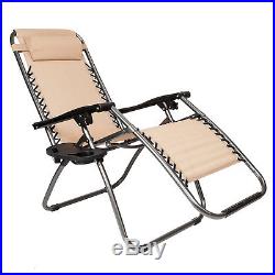 2 Folding Zero Gravity Lounge Chairs+Utility Tray Outdoor Beach Patio US oshion