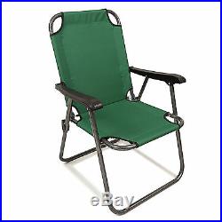 2 Green Outdoor Patio Folding Beach Chair Camping Chair Arm Lightweight Portable