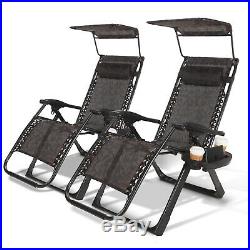 2 Large Zero Gravity Chairs Recliner Heavy Duty Garden Chair Portable Handle New