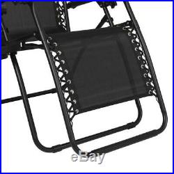 2 Outdoor Zero Gravity Lounge Chair Beach Patio Pool Yard Folding Recliner Black