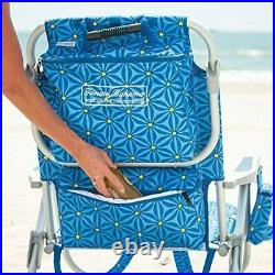 2 PACK Tommy Bahama Backpack Beach Folding Deck Chair Blue Flower 2021 IN HAND