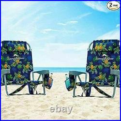 2 PACK Tommy Bahama Backpack Folding Deck Beach Chair 2021 Blue with Pineapple
