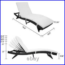 2 PCS Adjustable Chaise Lounge Chair Outdoor Patio Furniture PE Wicker Cushions