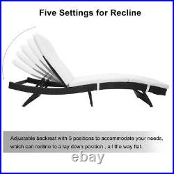 2 PCS Adjustable Chaise Lounge Chair Outdoor Patio Furniture PE Wicker Cushions