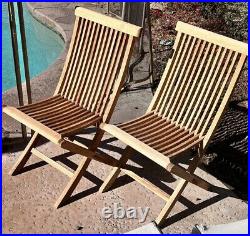 2 PCS Outdoor Patio Folding Garden Chairs Camping Solid Teak Wood