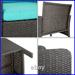 2 PCS Outdoor Single Chair Patio Furniture Rattan Sofa Wicker With Cushions Set US