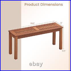 2 PCS Patio Backless Bench 2-Seater Outdoor Dining Bench Solid Wood Backyard