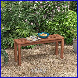 2 PCS Patio Backless Bench 2-Seater Outdoor Dining Bench Solid Wood Backyard