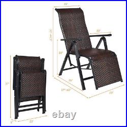 2 PCS Patio Folding Chair Lounge Recliner Chair Rattan Aluminum Garden Recliner