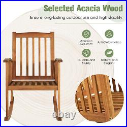 2 PCS Patio Outdoor Acacia Wood Rocking Chair With Cushion Solid Wood Garden Deck