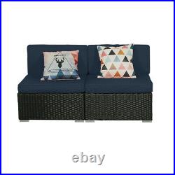 2 PCS Patio Outdoor Wicker Rattan Furniture Garden Sofa Set Cushions Couch