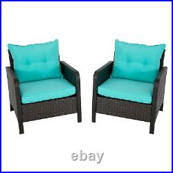 2 PCS Patio Sofa Chair Outdoor Rattan Wicker Furniture Armchairs Set with Cushion