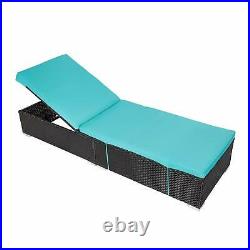 2 PCS Wicker Adjustable Pool Rattan Chaise Lounge Chair Outdoor Sofa With Cushion