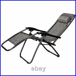 2 PCS Zero Gravity Chairs Folding Lounge Patio Beach Chairs With Cup Holders
