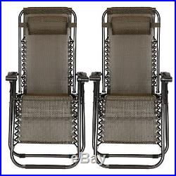 2 PCS Zero Gravity Folding Lounge Beach Chairs Outdoor Recliner in Black Paid