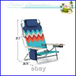 2-Pack ALPHA CAMP Beach Chair Lay Flat, Reclining, Adjustable, Storage, NEW